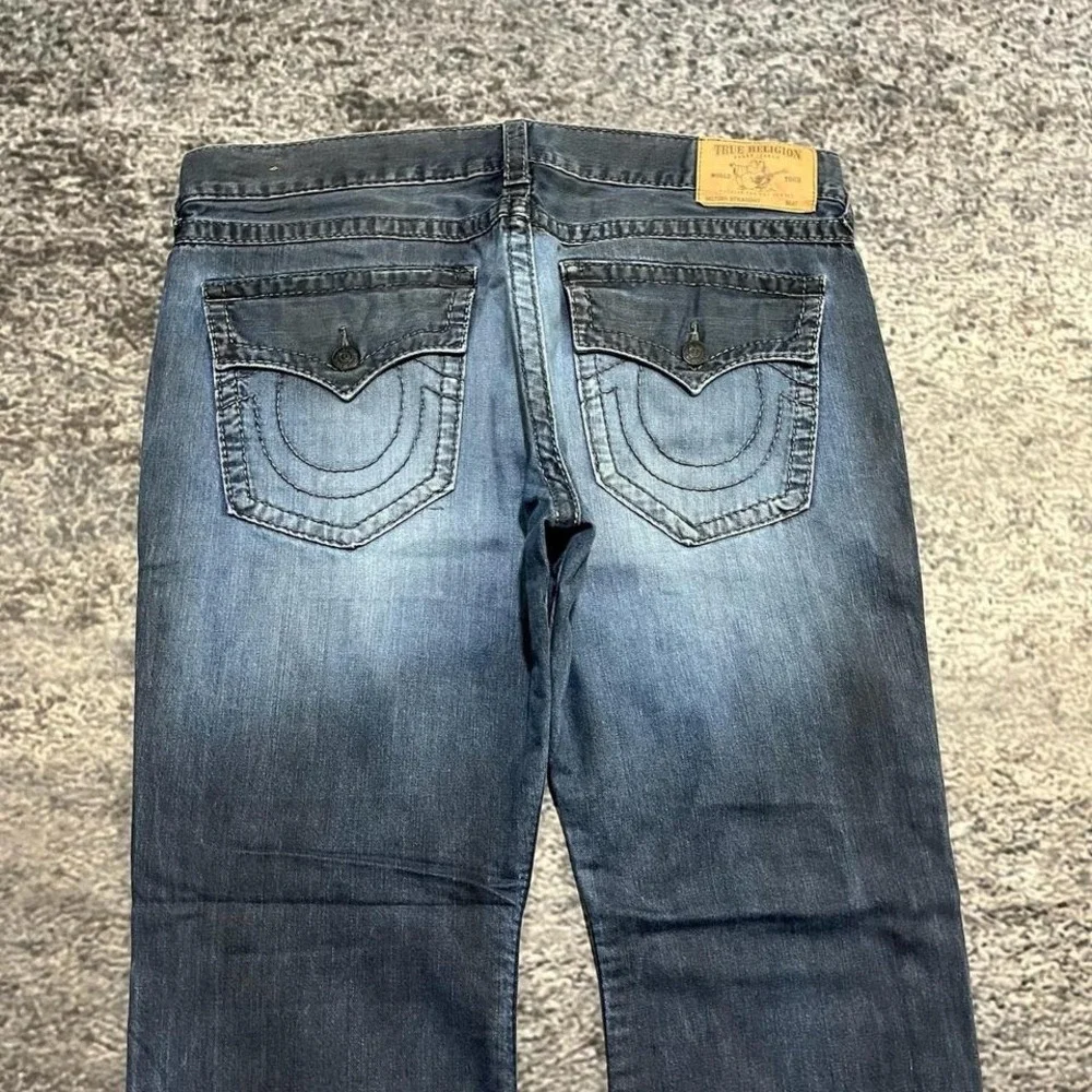 True Religion Jeans Mens 38x29 Blue World Tour Section Straight‎ Hip-Hop Y2K